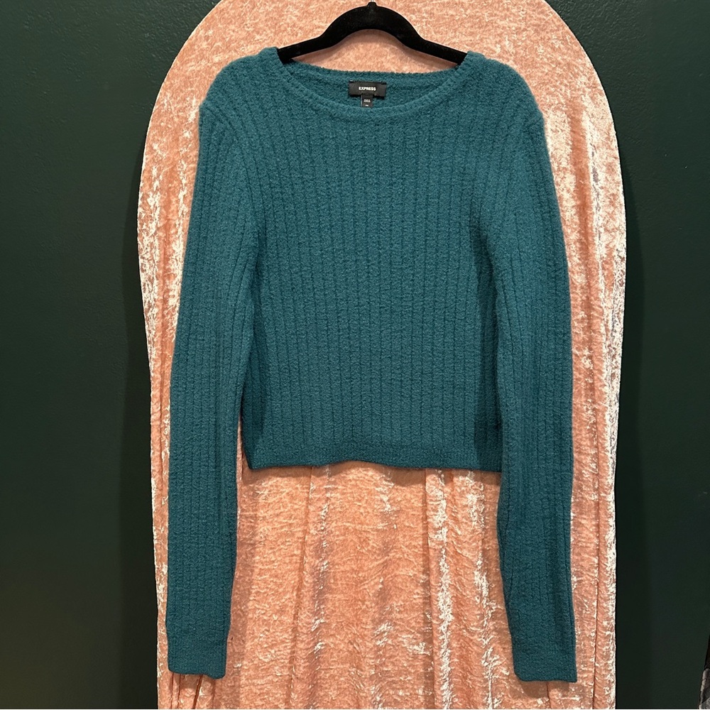 Express Teal Women's Cropped Sweater